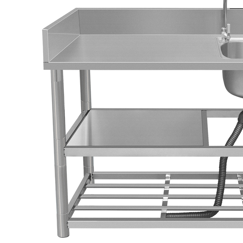 速发商用不锈钢水槽台面一体洗菜盆带支架平台洗碗池洗手盆单双槽