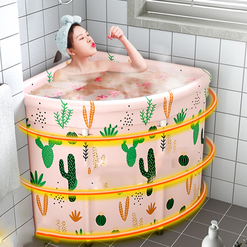 泡澡桶折叠大人家用沐浴缸全身可坐加厚扇形保温两人瑶浴洗澡神器