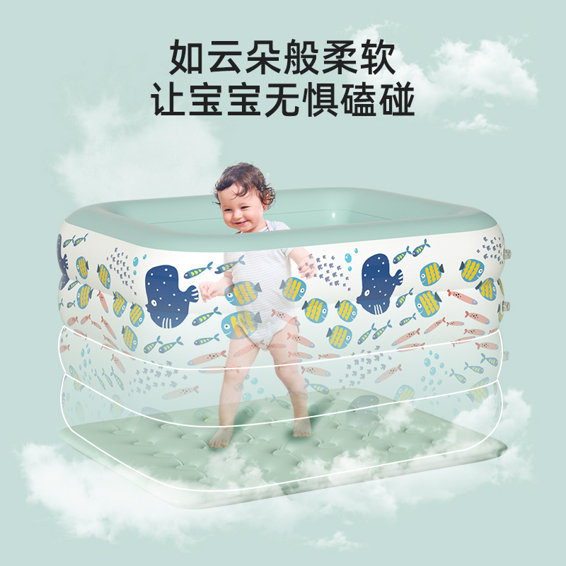 现货速发游泳池家用可折叠儿童充气垫加厚宝宝浴缸小孩洗澡水池婴