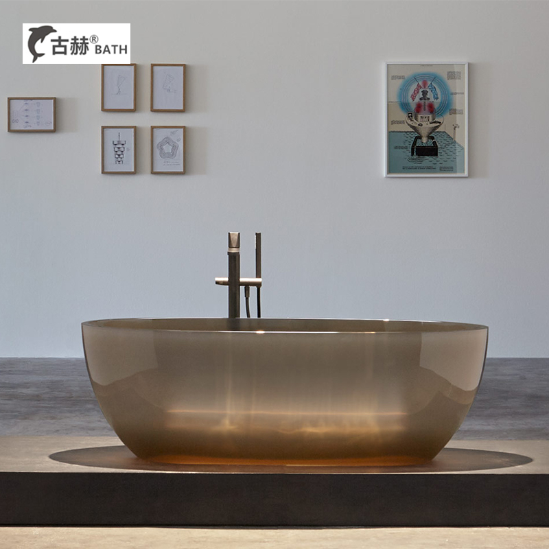 灰色透明1米h 5 6 7 8一体式独立式网红双人浴缸浴盆浴池