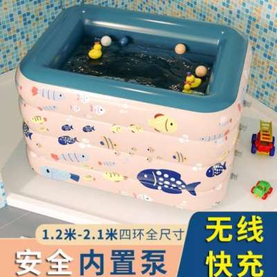 热销中2022儿婴新游泳池无线充气家用浴缸宝宝儿泳桶可折叠游童充
