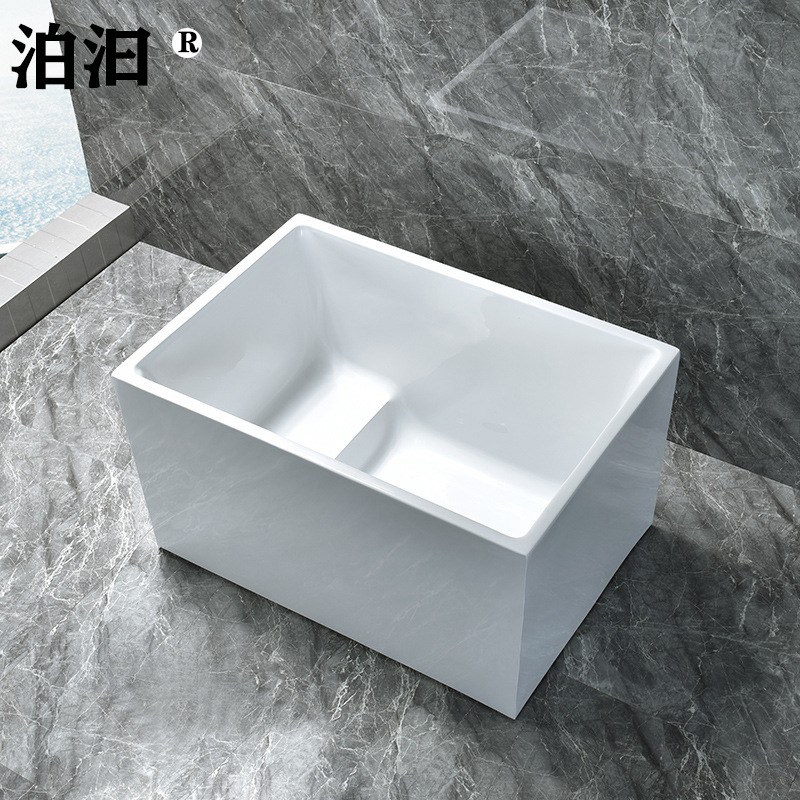 速发小户型浴缸方形独立式家用成人亚克力深泡坐式泡澡浴池日式