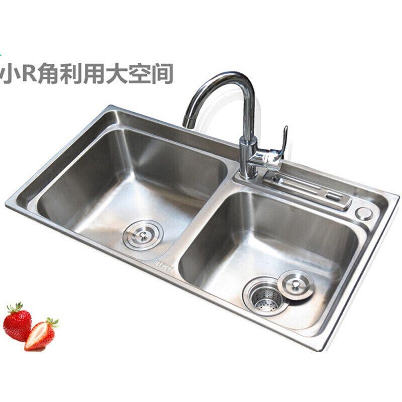 新品新款厨房水槽304不锈钢双水槽双槽洗脸盆加厚洗菜池淘菜盆洗