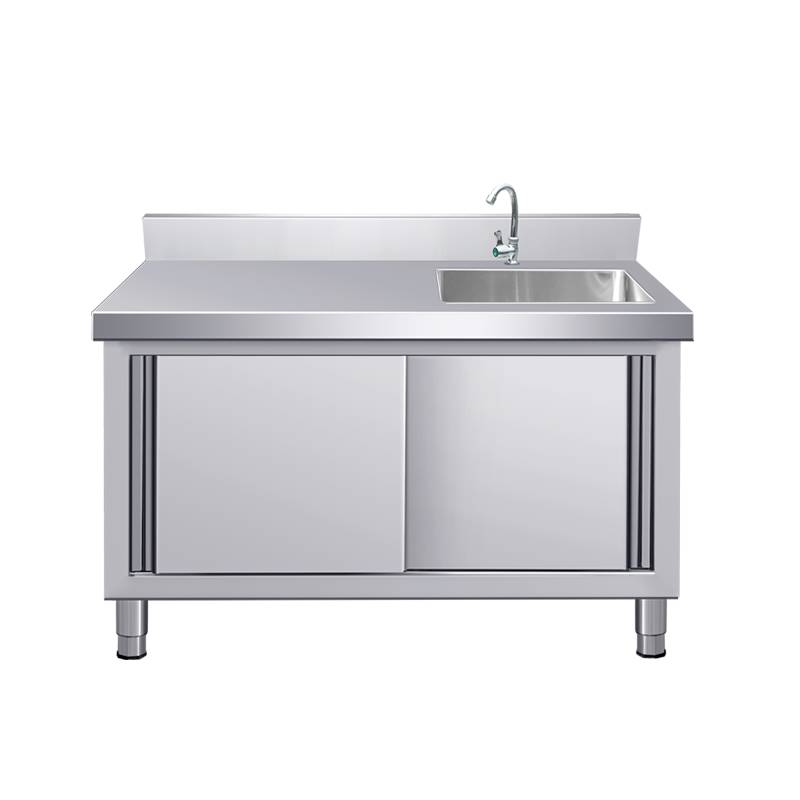 新款不锈钢拉门工作台带水池平台水槽一体灶台柜饭店商用家用厨房