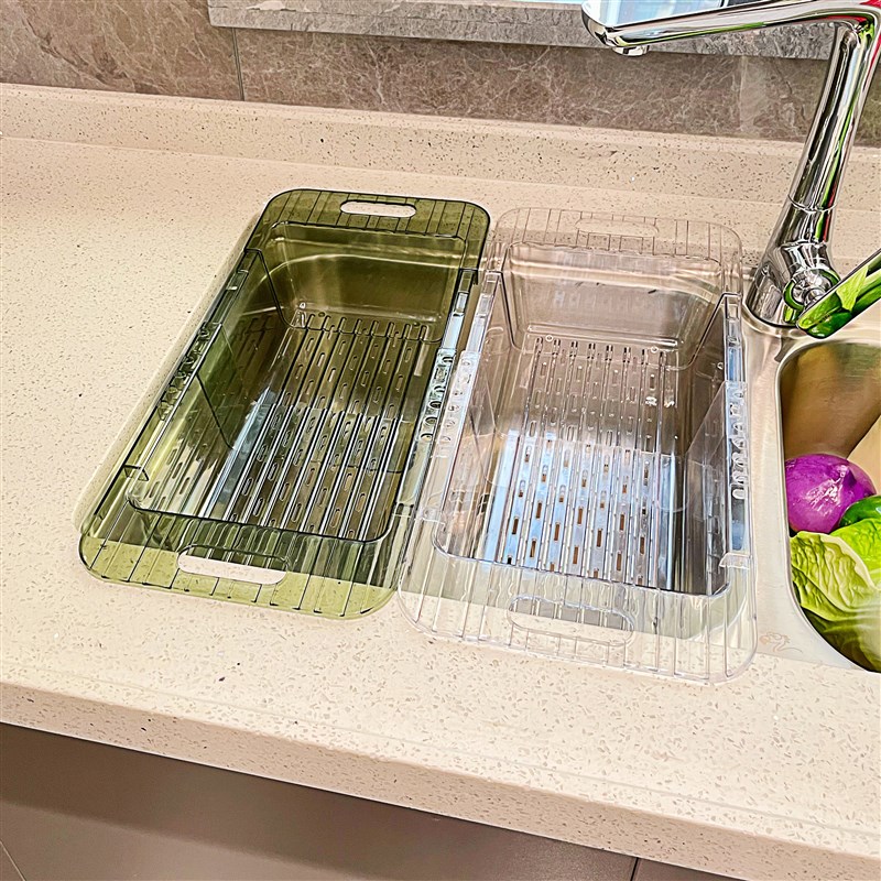 新品厨房伸缩沥水架洗菜盆沥水篮家用塑料洗菜篮水槽滤水篮水池菜