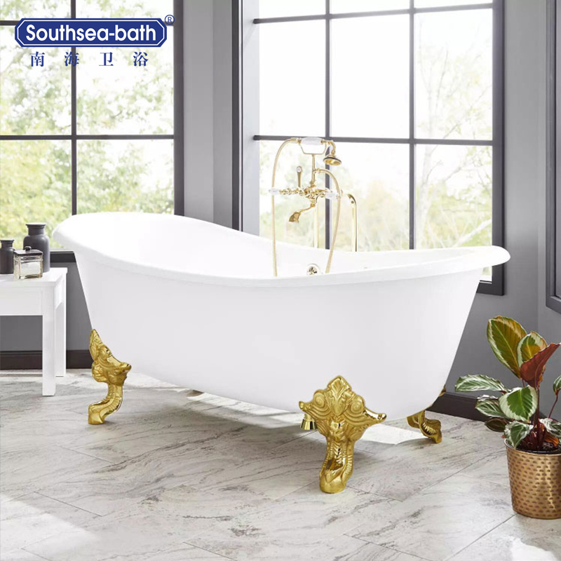 南海卫浴1.8米复古铸铁搪瓷贵妃D浴缸独立式家用成人情侣搪瓷浴盆