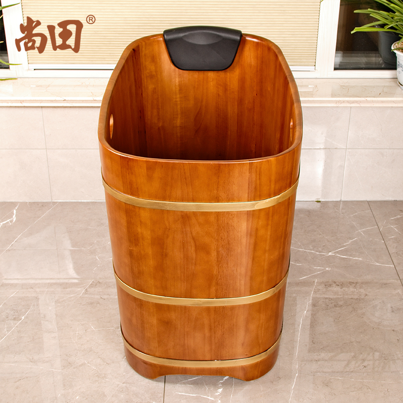 新品尚田木桶浴桶泡澡桶成人家用沐浴桶实木浴缸橡木明珠桶圆形洗