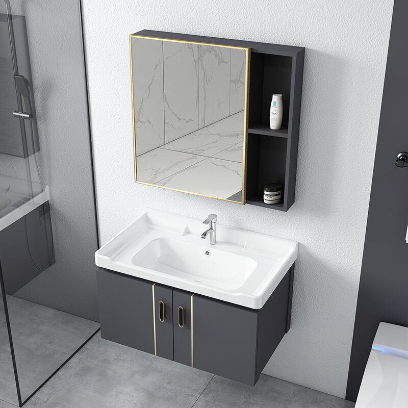 新品轻奢岩板一体面盆浴室柜组合北欧卫生间现代简约洗漱洗脸手台