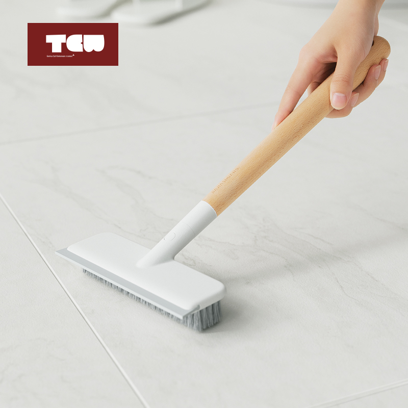 TCM良品 手持墙面地面刷刮刷两用长柄榉木浴室刷浴缸刷卫生间清洁
