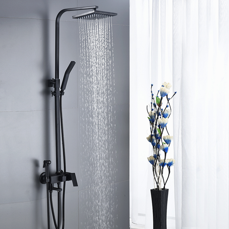 黑色花洒套装家用全铜欧式淋浴器挂墙式卫生间卫浴室沐浴淋雨喷头