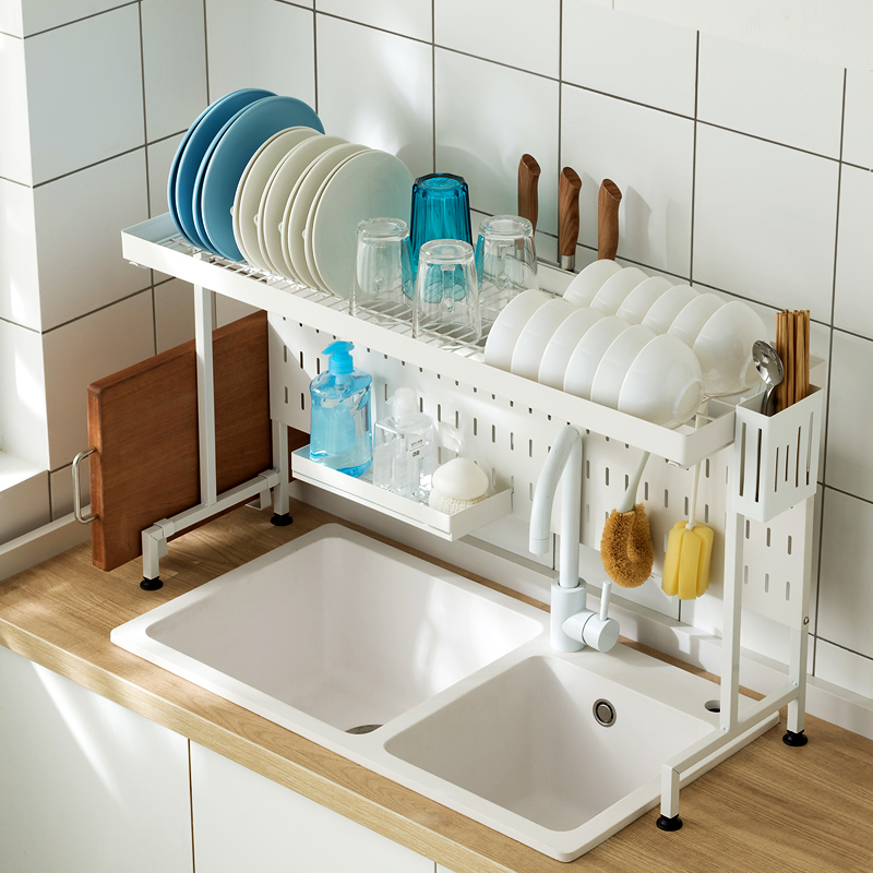 可伸缩厨房水槽上方置物架碗架沥水架碗碟架台面多功能碗盘收纳架