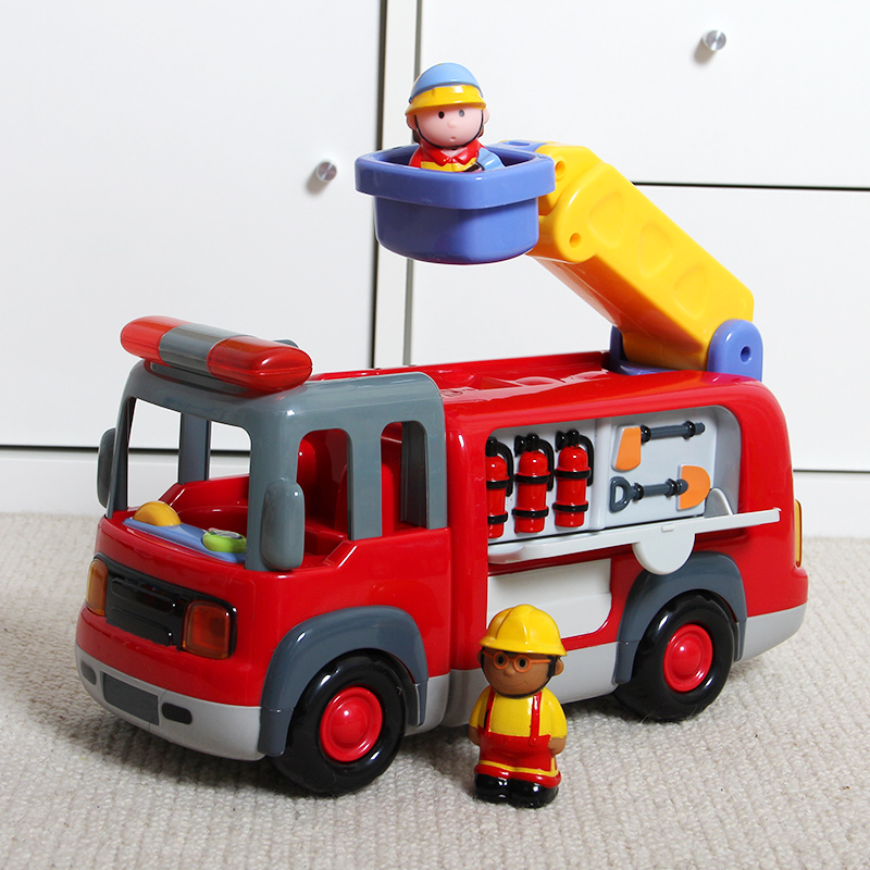 KDT儿童消防车大号玩具车可升降云梯车救援仿真声光男孩消防员2-6