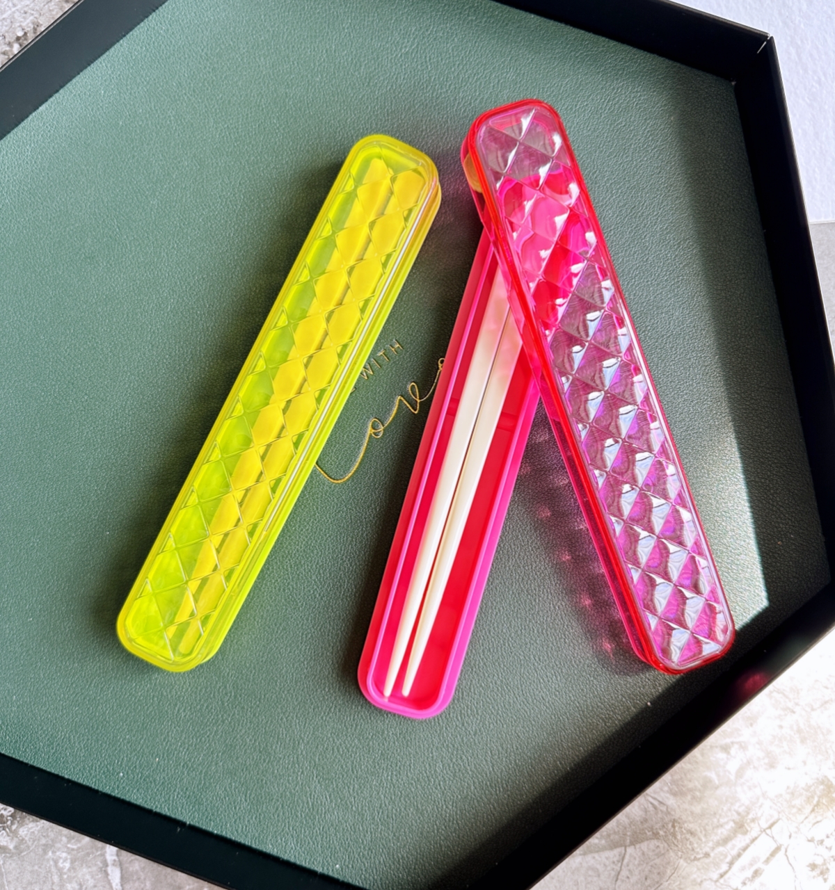 日本进口环保便携旅行筷子钻石盒装筷白领学生筷盒套装树脂筷子