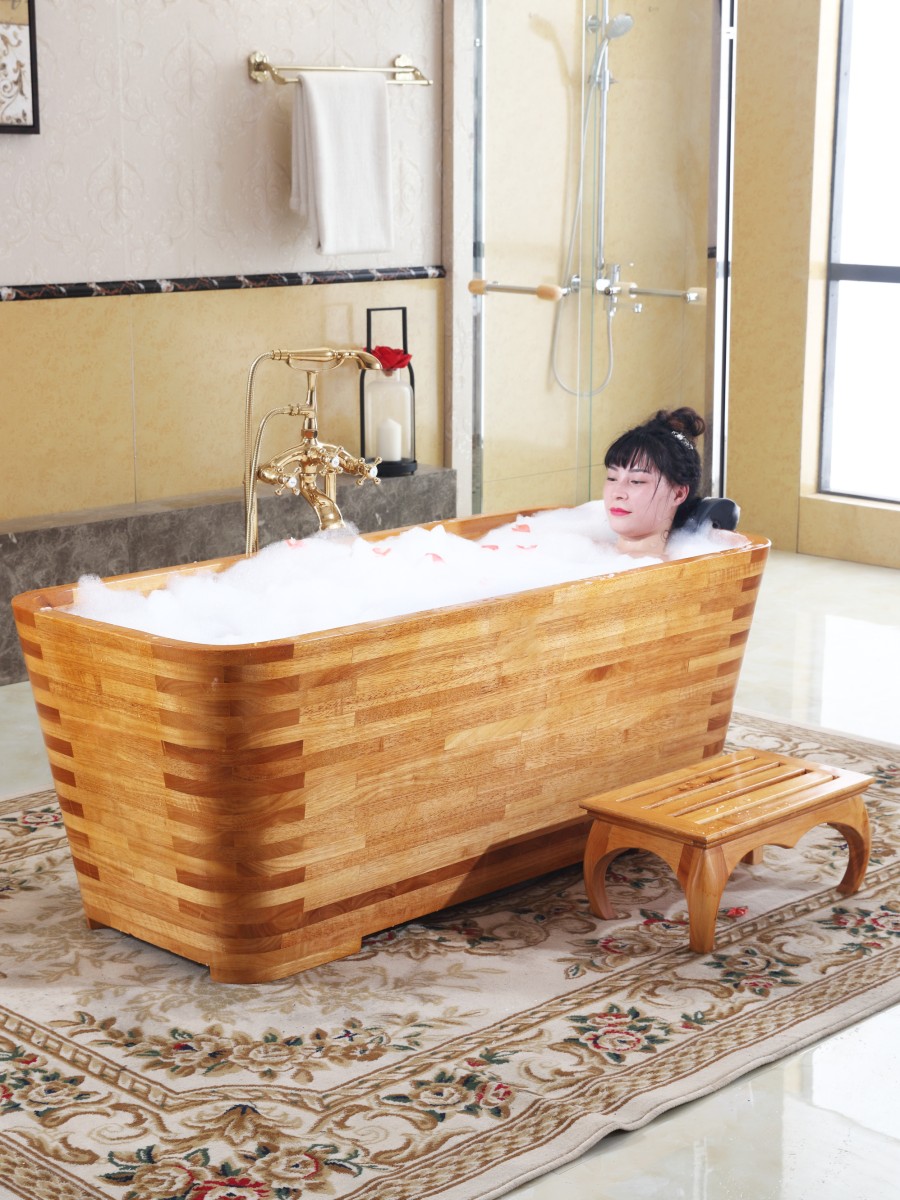 家用橡木泡澡木桶成人沐浴桶木质浴缸泡澡桶木澡盆