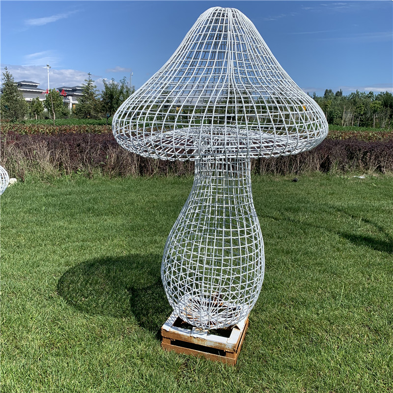 不锈钢镂空蘑菇雕塑带定制大型广场草坪户外现代抽象菌类植物摆件