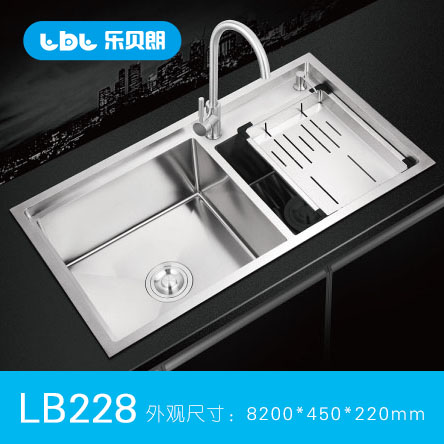 德国LBL乐贝朗304台阶手工水槽 LB228 洗菜池  防溅挡水边设计