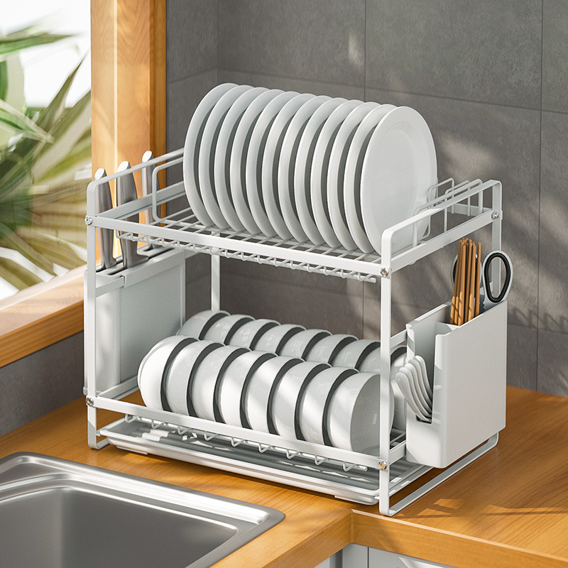 厨房置物架双层碗架碗盘碗碟收纳架家用碗筷收纳盒水槽沥水架