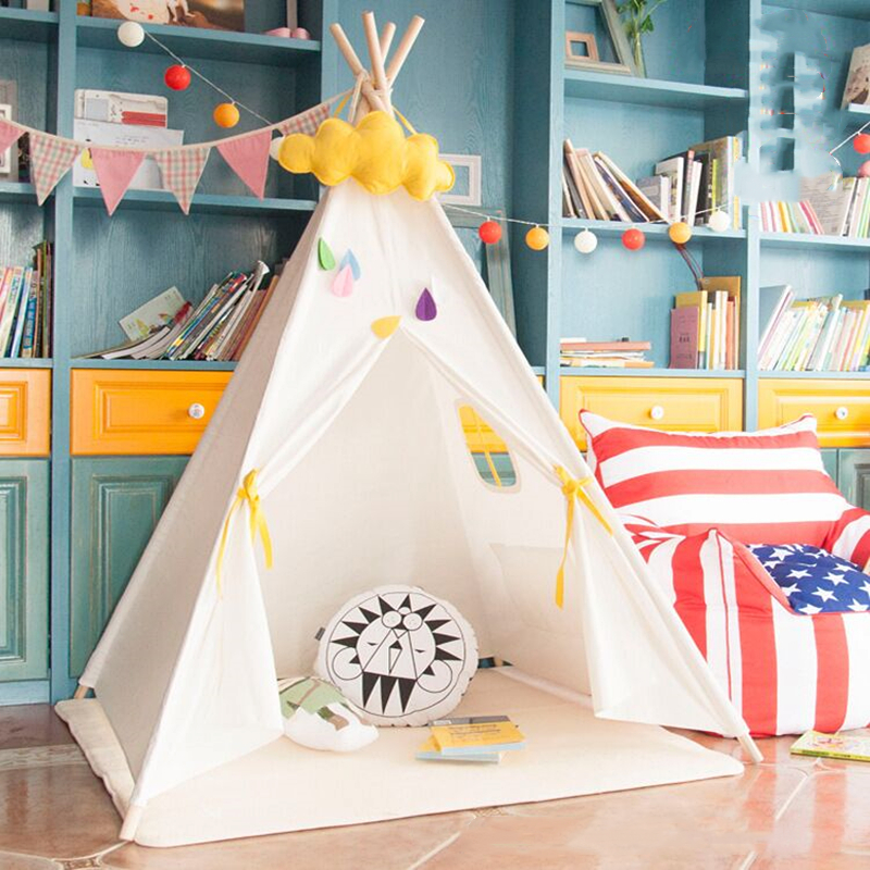 儿童帐篷室内游戏屋宝宝玩具读书角 ins公主房装饰印第安野餐房子