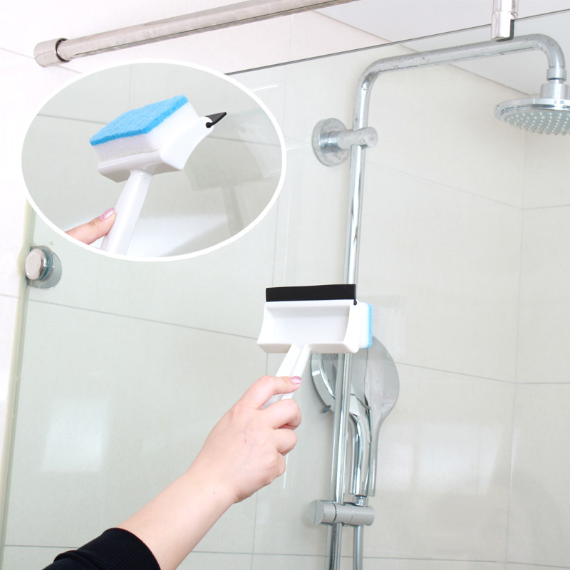 日本进口浴缸刷玻璃擦可刮水淋浴房清洁刷卫生间清洁擦海绵头刷子