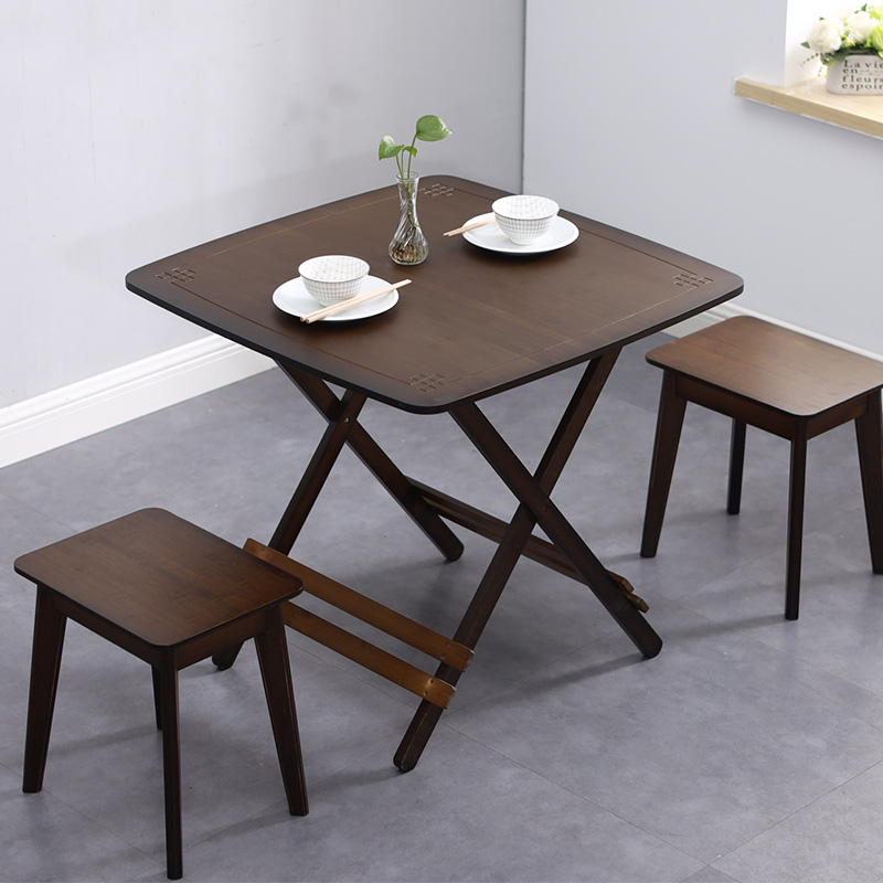 小折叠方桌子简易家用正方形餐桌阳台小茶几小茶桌楠竹实木吃饭桌