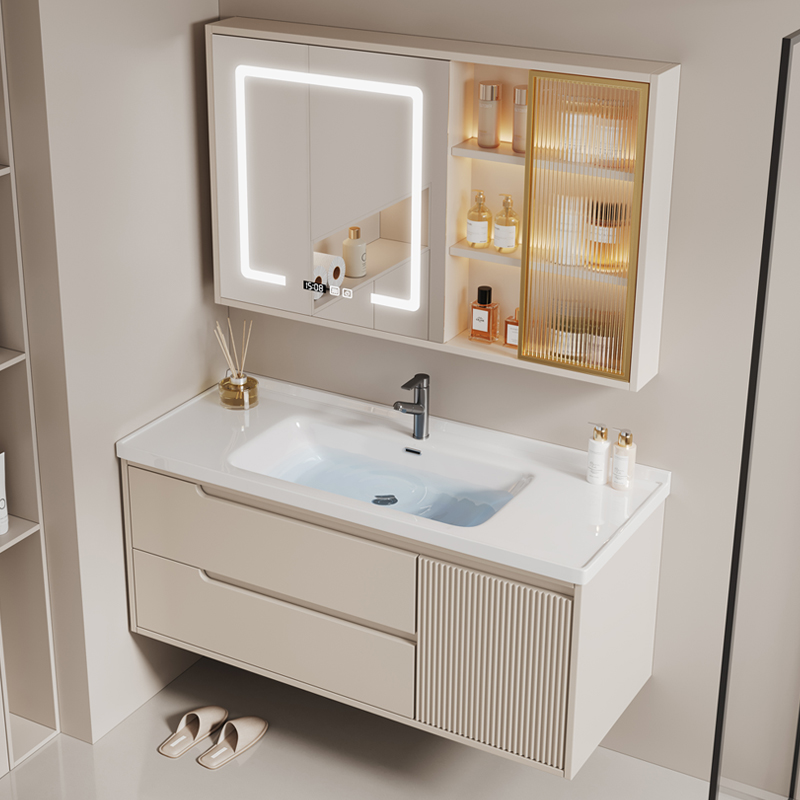 现代简约浴室柜组合卫生间轻奢智能一体盆定制洗手脸盆柜洗漱台