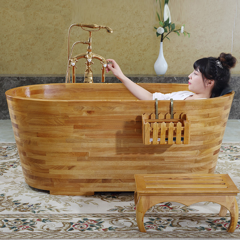 橡木加厚美容院泡澡木桶家用成人泡浴大人全身泡澡盆木桶实木浴缸