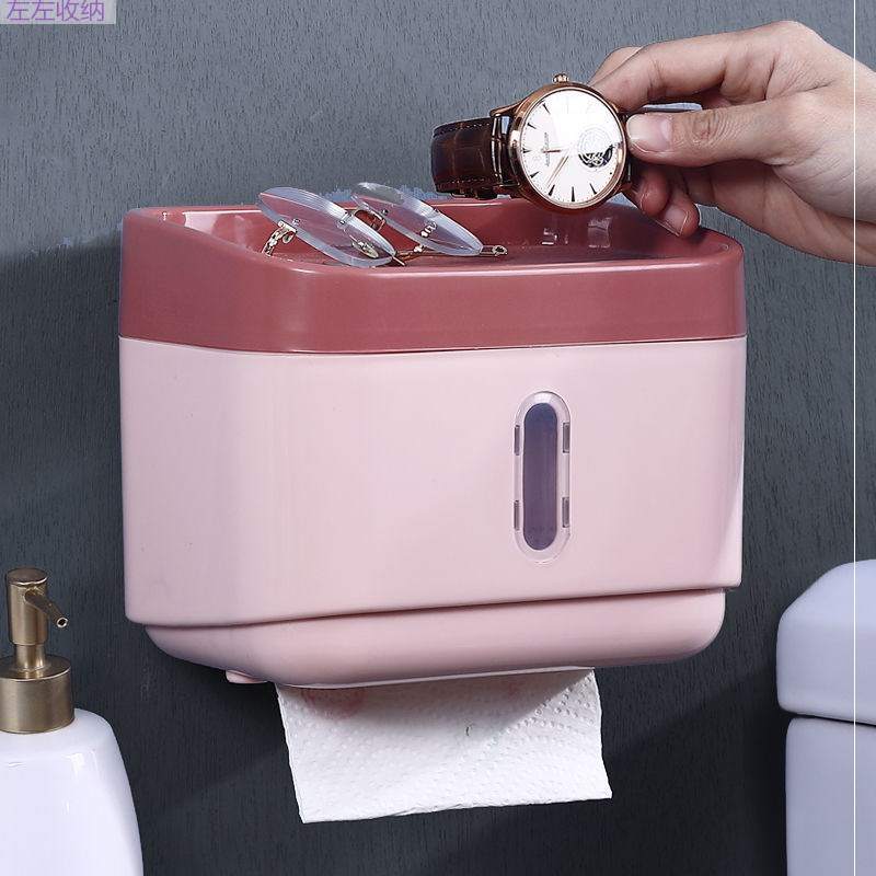 卫生间纸巾盒厕所马桶卷纸盒防水厕纸抽纸巾架免打孔置物架