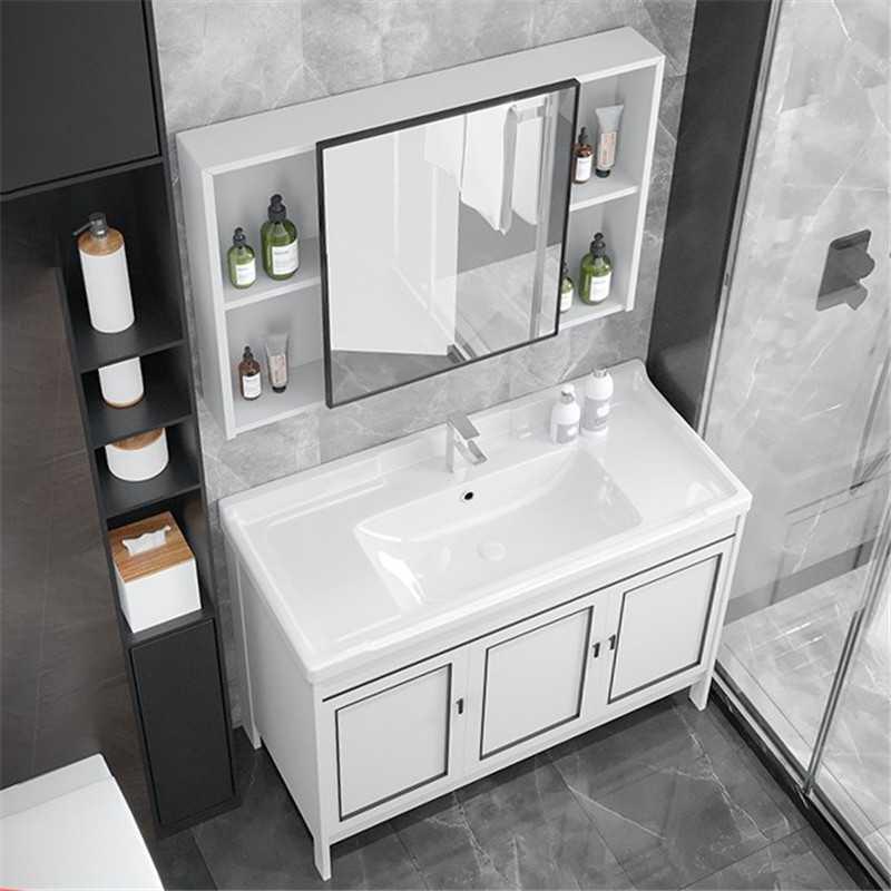 铝浴室柜组合镜柜落地式洗手盆柜陶瓷洗脸盆卫生间岩板洗漱台