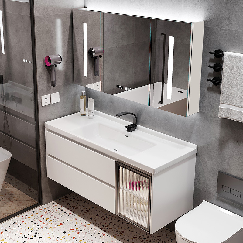 陶瓷一体盆浴室柜组合现代简约洗漱台卫生间洗手洗脸盆智能镜柜