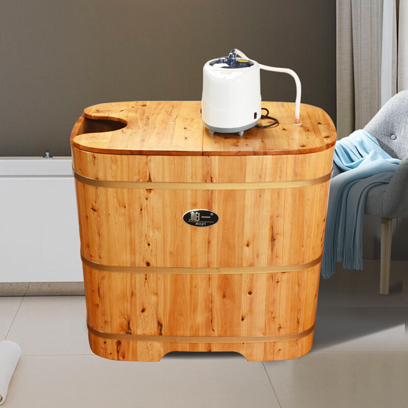 新款木桶浴缸浴桶泡澡桶大人洗浴盆洗澡熏蒸沐浴桶方形木质家用款