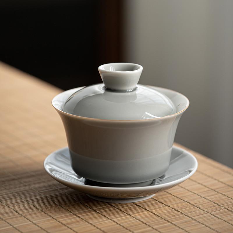 冰灰釉盖碗 日式陶瓷三才盖碗大号茶杯敬茶碗功夫茶具泡茶器