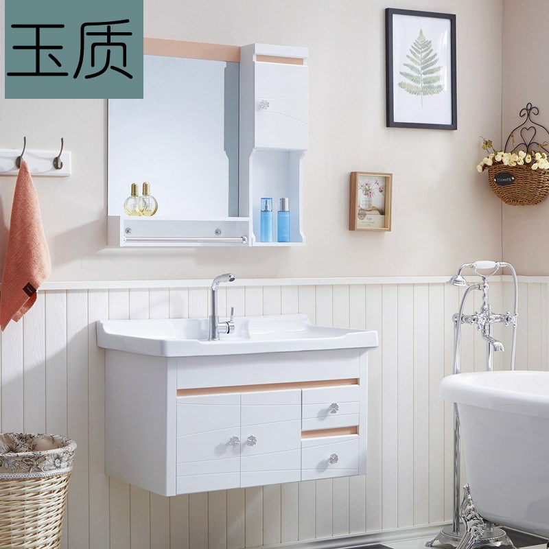 卫浴欧式浴室柜组合小户型卫生间洗漱台洗手洗脸台面盆镜柜浴柜。