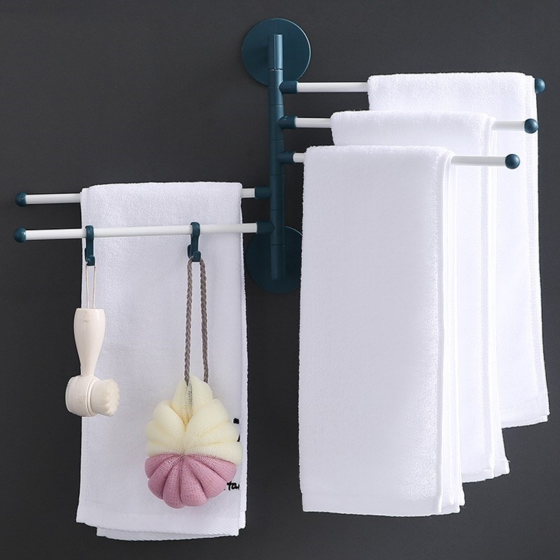 免打孔毛巾架简约折叠旋转活动支架卫生间浴室卫浴挂件毛巾杆
