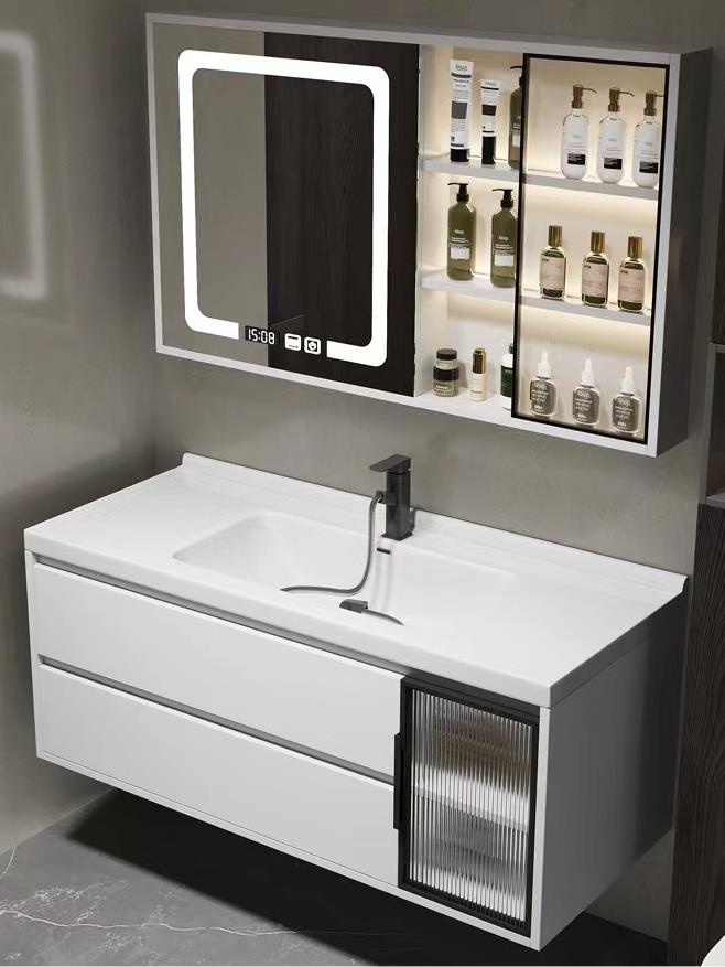 新2023陶瓷一体盆现代简约智能浴室柜组合卫生间洗手盆洗脸池洗漱