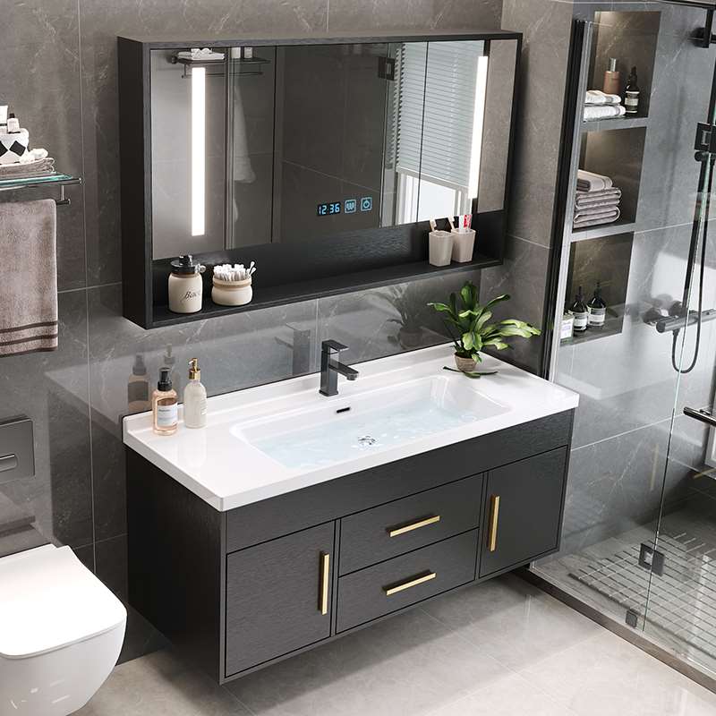 智能浴室柜组合陶瓷一体盆现代简约卫生间洗脸洗手面盆池卫浴套装