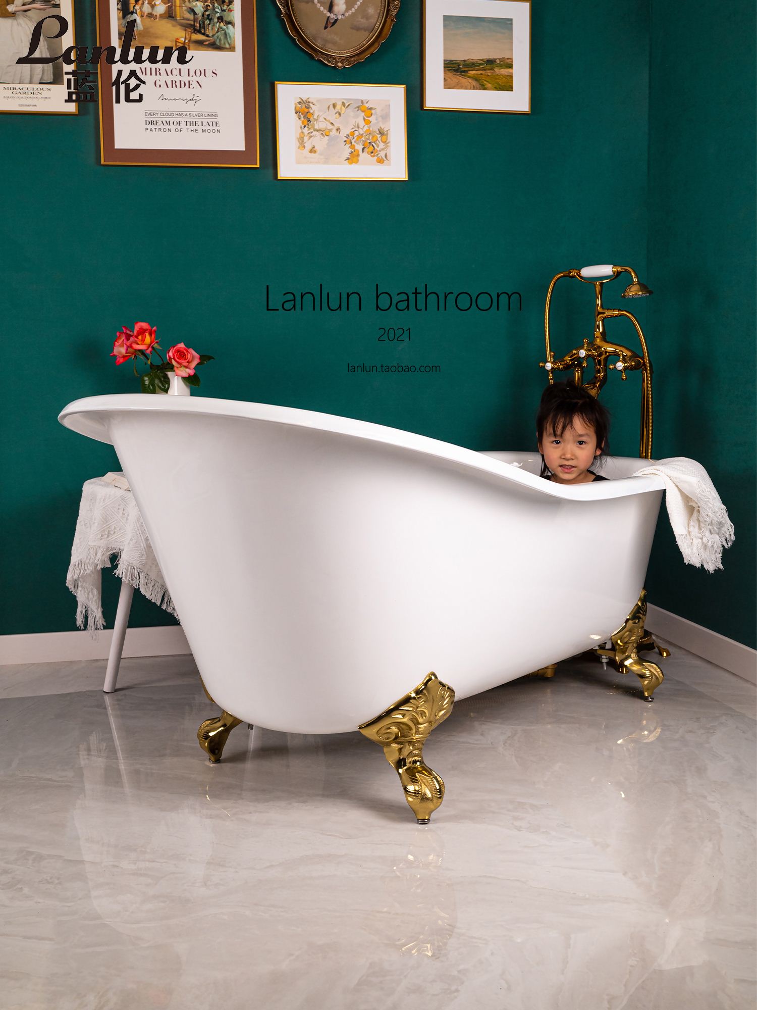 铸铁陶瓷贵妃浴室家庭用独立式浴缸家用小户型法式成人泡澡大浴盆