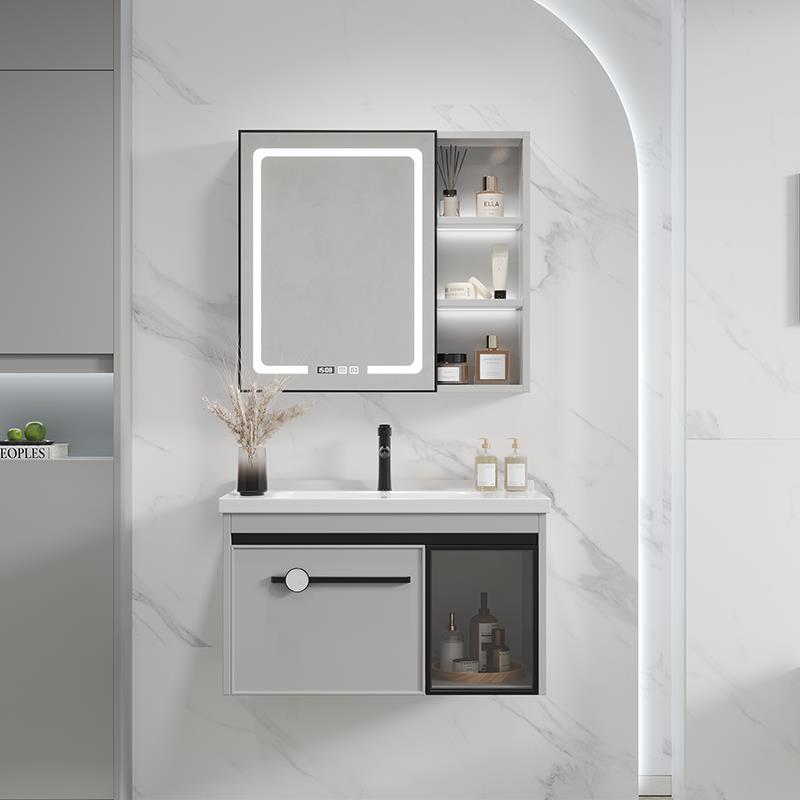 卫生间洗脸盆柜组合岩板陶瓷一体小户型家用洗手台盆铝合金浴室柜