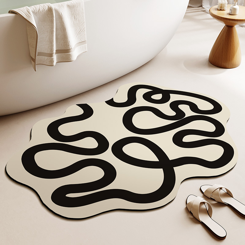 设计感浴室地垫卫生间速干小地毯硅藻泥吸水垫耐脏脚垫浴缸防滑垫