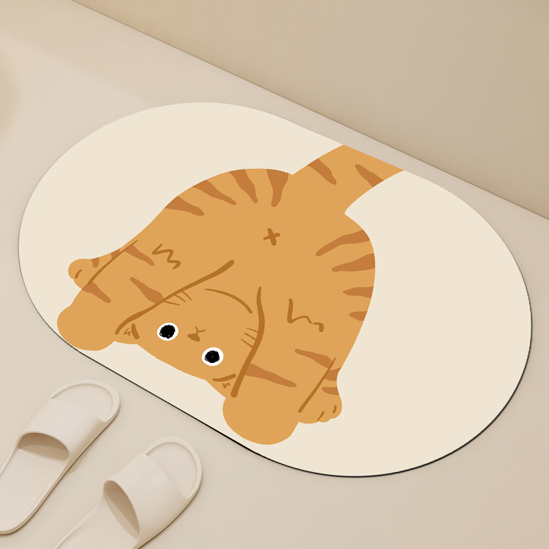 卡通猫咪硅藻泥吸水地垫卫生间入户浴室防滑厕所门垫地毯卫浴脚垫