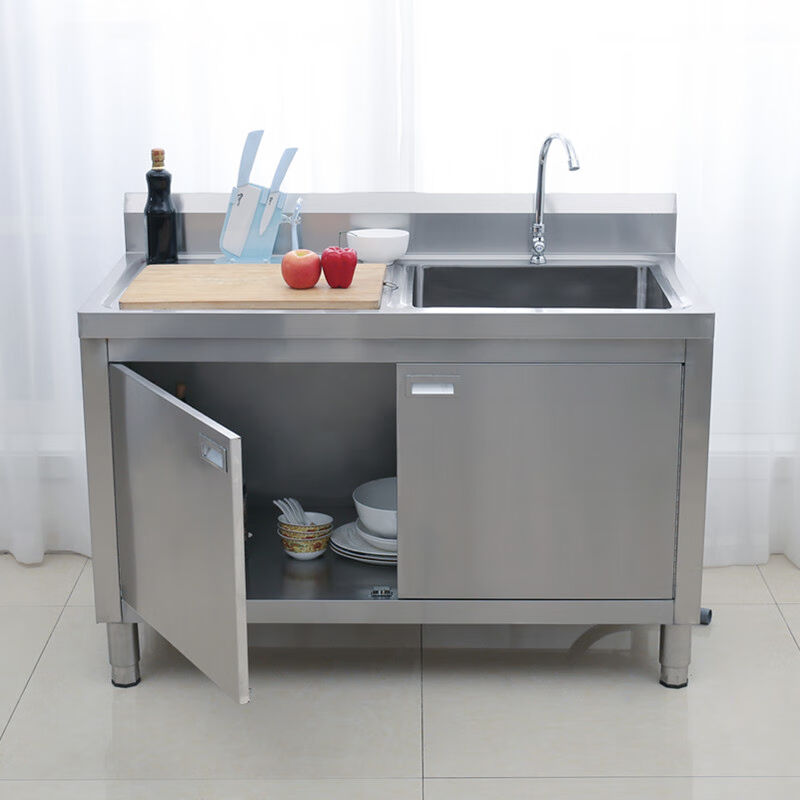 菜盆一体柜大单盘厨房304不锈钢水槽柜子洗菜碗盆单双槽带支架洗|