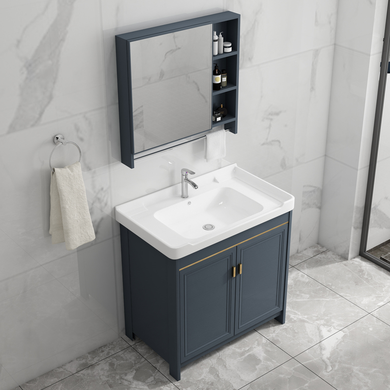 落地式洗手盆浴室柜组合现代简约太空铝一体卫生间洗漱台洗面脸盆