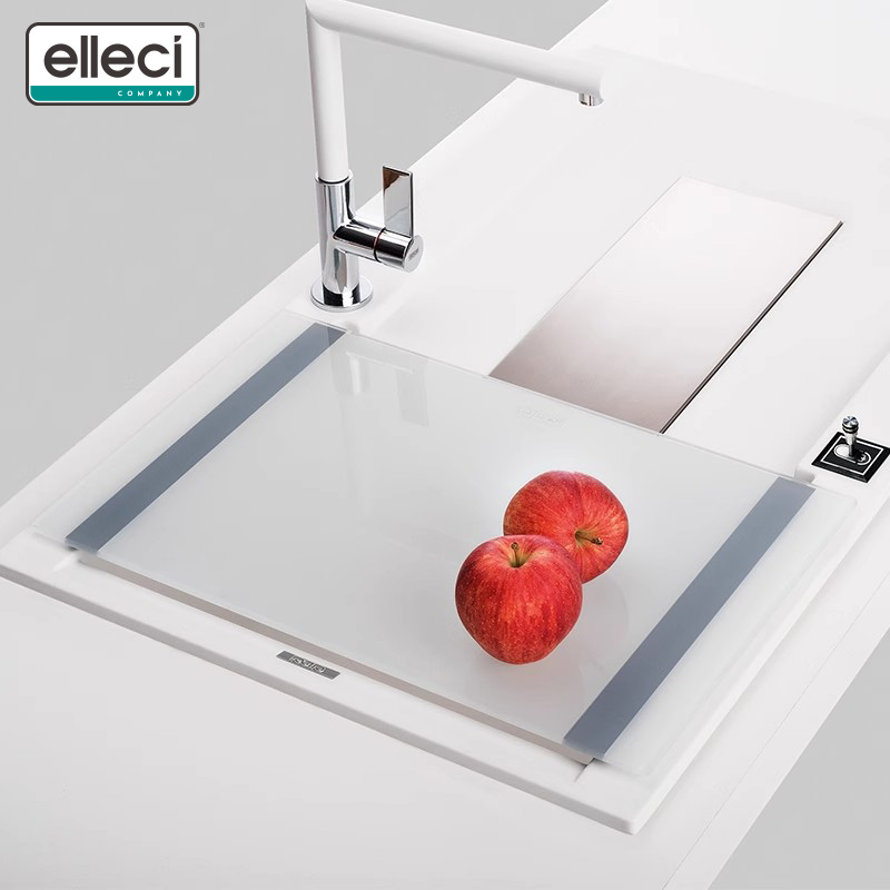 艾乐琪elleci进口水槽配件玻璃砧板家用厨房可滑动菜板控菌案板