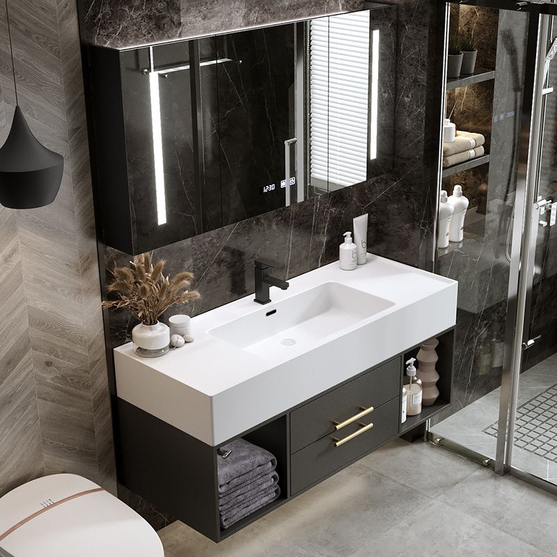 浴室柜组合套装岩板一体现代简约卫生间洗漱台洗手池洗脸盆柜
