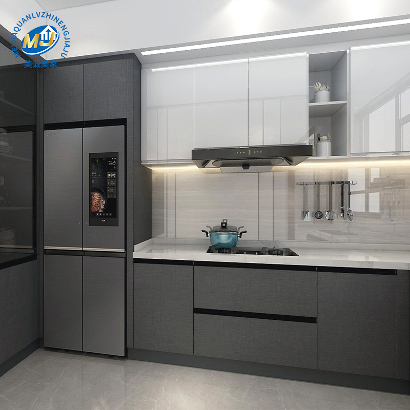 美诚美家铝合金环保橱柜装修设计橱柜定制现代简约开放式厨房整体