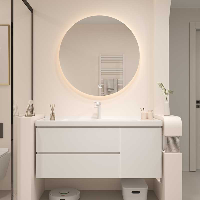 实木浴室柜陶瓷一体盆组合现代轻奢卫生间智能洗脸盆洗漱台洗手池