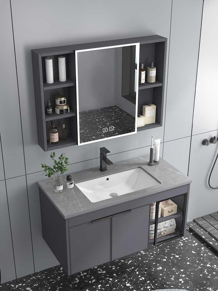 新款卫生间洗手盆柜组合陶瓷一体智能镜柜壁挂式主卧浴室柜洗漱盆
