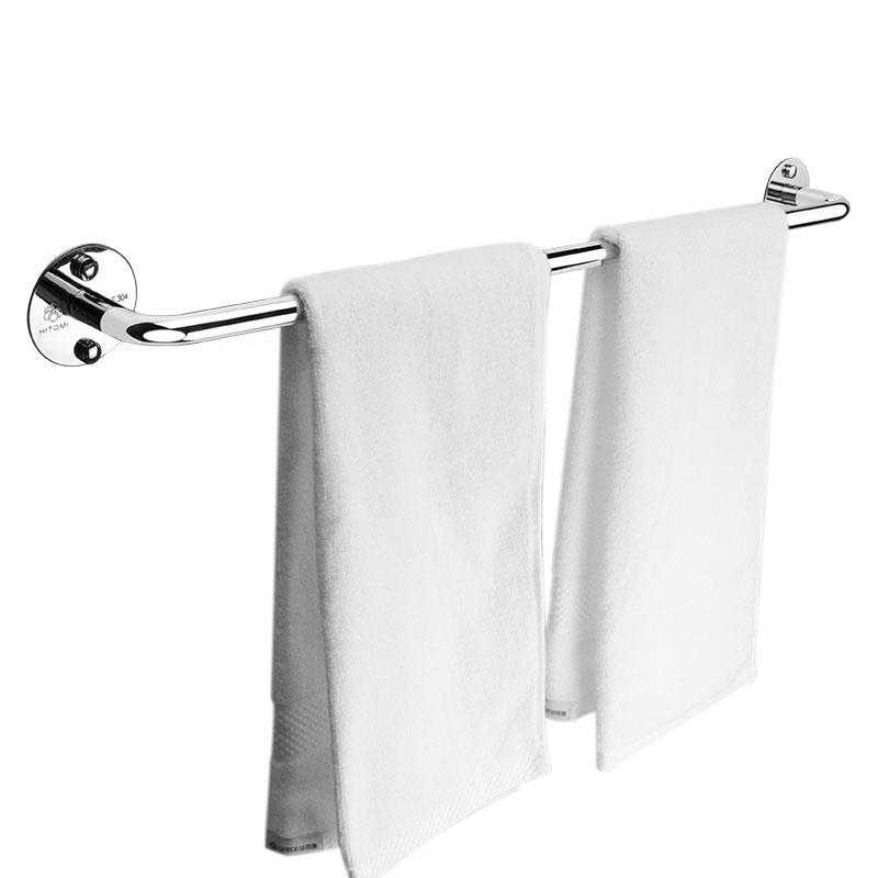 304加厚浴室不锈钢毛巾杆挂杆免打孔卫生间浴室单杆毛巾架子加长