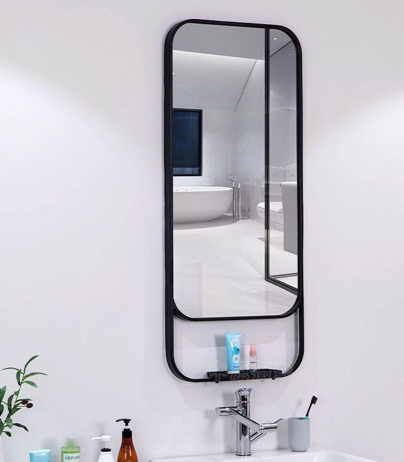 北欧风铁艺卫生间镜子壁挂镜长方镜卫浴镜洗手间镜子厕所浴室镜