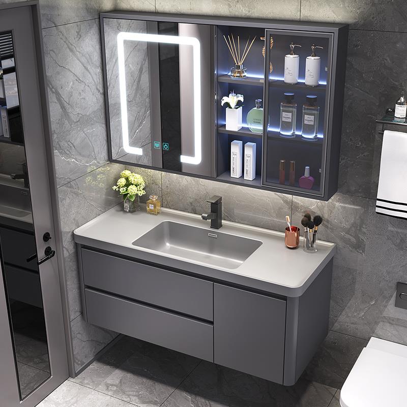 智能纳米岩石一体盆浴室柜组合现代简约卫生间洗漱台洗手池洗脸盆