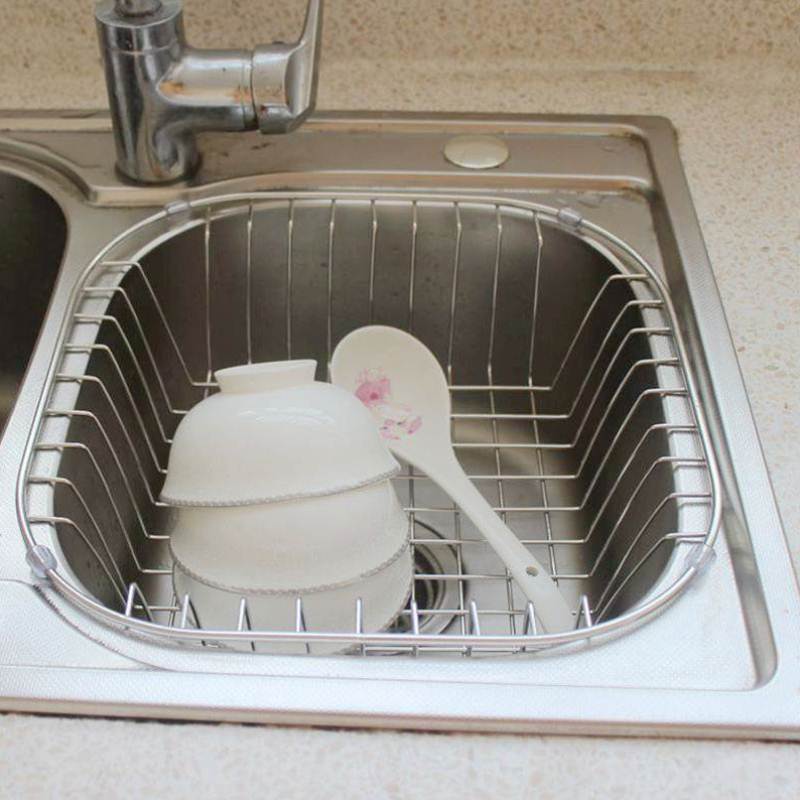 厨房水槽沥水篮加粗304不锈钢沥水架洗菜盆滤网碗碟置物架漏水架
